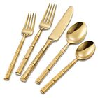 Silverware Set Gold Flatware Set Stainless Steel Bamboo Handle Cutlery Set Mi...