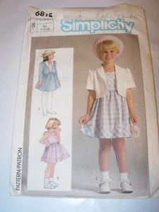 TODDLER GIRLS UNCUT SIMPLICITY Sewing Pattern 6815 JACKET PARTY DRESS SIZE 4 5 6 - Picture 1 of 3
