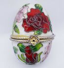 Vintage Cloisonné Gold-plated Egg Jewelry Boxhandpainted Flowers 3d Cute 2"