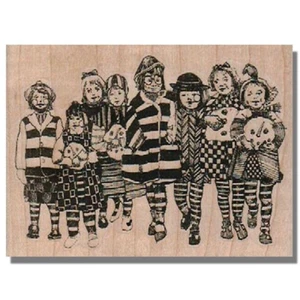 Mounted Rubber Stamp, GIRLS GROUP, Art, People,Media,Collage,Artistic,Child,Kids - Picture 1 of 3