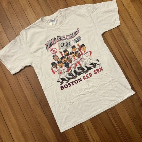Vintage Boston Red Sox 2004 World Series Champions Team Caricature T Shirt XL Cover
