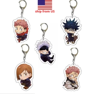 Anime Jujutsu Kaisen Key Chain Acrylic Cartoon Figure Metal Holder Key Ring Gift - Picture 1 of 16
