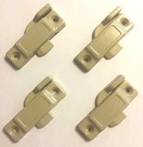 NEW 4-PACK UNIVERSAL SASH SWEEP WINDOW LOCK LATCH DURABLE SOLID COMPOSITE BEIGE - Picture 1 of 3