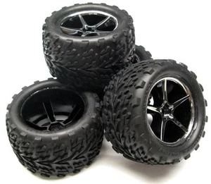 Fits Traxxas 1/16 E-revo 71076-3 - Preglued TIRES & WHEELS Talon Gemini Factory - Picture 1 of 1