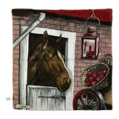 60s Skandia Print Lady Heritage Horse Equestrian Handkerchief Robinson Gulluber - Image 1 of 4