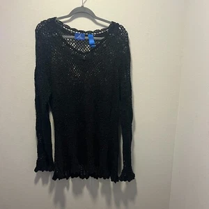 JH Collectibles Vintage Women's Black Crotchet Knit Cardigan, Size XL - Picture 1 of 5