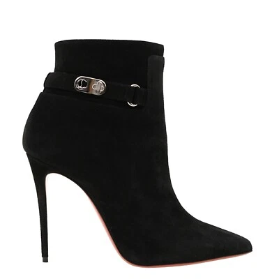 Christian Louboutin Lock So Kate Bootie 100 Black Suede Size 38 New - Image 1 of 4