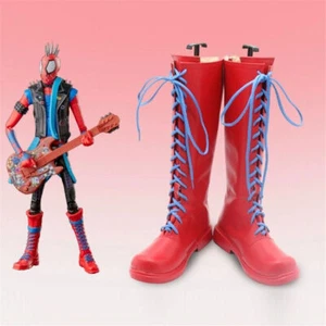 Spider-Man:Across the Spider-Verse Spider-Punk Red Long Boots Cosplay Prop Shoes - Picture 1 of 10