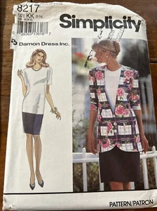 Misses Dress Unlined Jacket Vintage Simplicity 8217 PATTERN 8 10 12 14 Complete - Picture 1 of 2