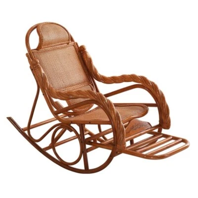 Rocking Chair Swivel Office Leather Adjustable Recliner Wooden Living Dining - Image 1 of 4