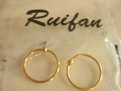 Juego de dos aros de anillo de nariz o anillos de labios 20G aro de perforación 14K GP aros de perforación Foto 1 de 4