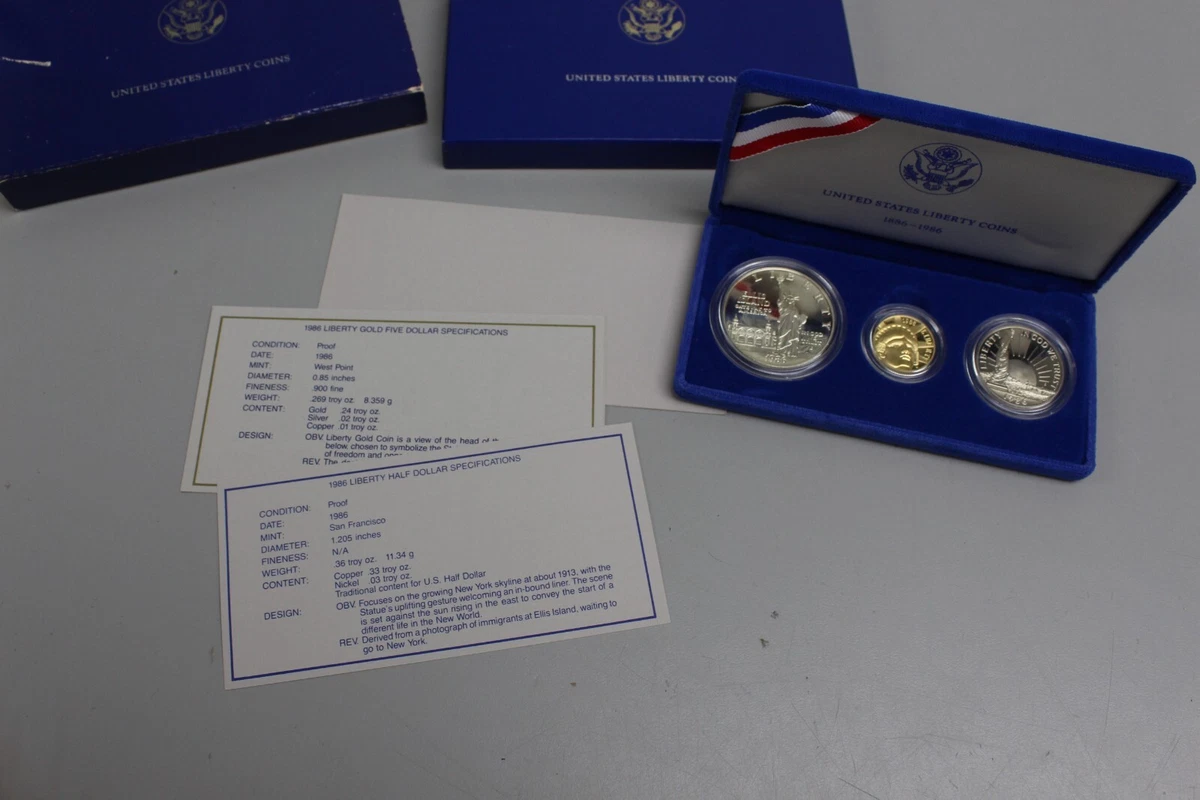 【限定】アメリカ合衆国リバティセット 1886-1986 United States Liberty Coins 1886 - 1986 3 Coin Set w/ Case & COA