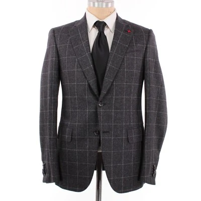 Isaia NWT Wool/Cashmere Gregory Sport Coat Size 48R US 38R in Gray Windowpane - Image 1 of 4