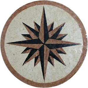 Compass Wall Floor Decor Round Medallion Marble Mosaic - Picture 1 of 1