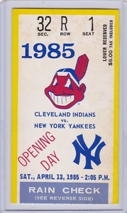 1985 Cleveland Indians Opening Day Vs Yankees Ticket Stub, Mattingly & Griffey - Picture 1 of 2