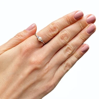 Alianza victoriana de diamantes de perlas naturales de oro amarillo de 14 k joyería fina Foto 1 de 4