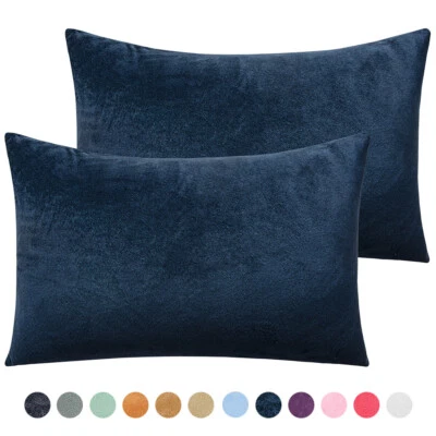Velvet Pillowcases Set of 2 Ultra Soft Pillow Case Cushion Cover Queen King Size - Image 1 of 4