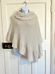 Monsoon Shawl Wrap Poncho Top Knitted Beige Cotton Size M/L - Picture 1 of 4