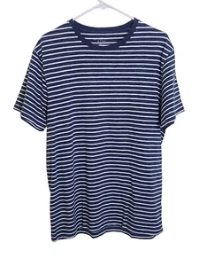 J Crew Herren Shirt Large Knit Goods Kurzarm Rundhals Pullover gestreift blau - Bild 1 von 6