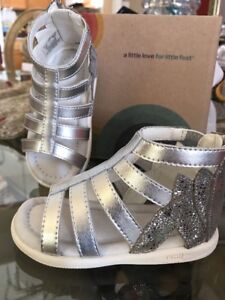 New UMi Girls Sz 5.5 (21) Shoes Rozelle Silver Sandals Little Kids Toddler