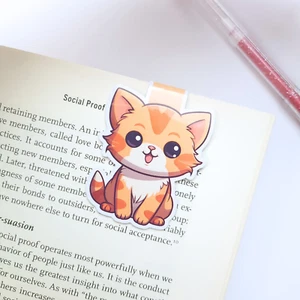 Magnetisches Lesezeichen süße Katze Kawaii Mädchen Geschenkplaner Zurück zur Schule Bücherwurm - Bild 1 von 5