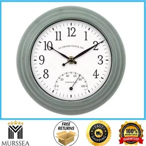 8 In. Sage Green Indoor/Outdoor Quartz Analog Wall Clock - Picture 1 of 10