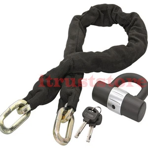 HEAVY DUTY MOTORCYCLE OR BICYCLE BIKE SECURITY CHAIN LOCK WITH PADLOCK CABLE - Picture 1 of 3