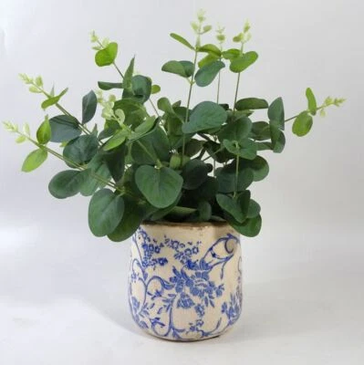 Übertopf Blumen blau Ø 12  Shabby Vintage Blumen Pflanze Topf Pflanztopf - Bild 1 von 3