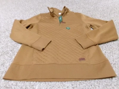 NWT LL Bean Quilted 1/4 Zip Sweatshirt  Size Medium Saddle Brown Pullover - Image 1 of 4