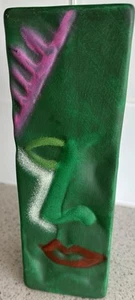 Modern CANDLE and CANDLE HOLDER; 9.5" t x 3.0" w x 3.0" d; Green; New - Picture 1 of 6