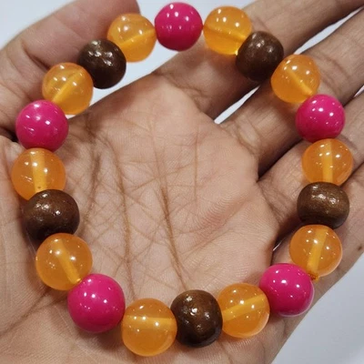 Pulseira elástica com miçangas formato redondo multicolorida HSN - Imagem 1 de 4