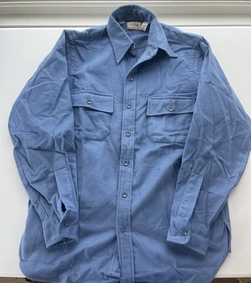 VTG 80s L.L. Bean Chamois Cloth Flannel Shirt Adult 15.5 Light Blue USA Made - Image 1 of 4