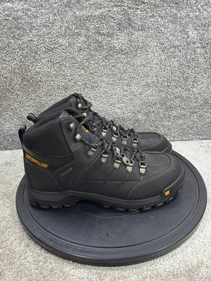 Botas masculinas Cat tamanho 10 limiar largo biqueira de aço trabalho couro preto impermeável - Imagem 1 de 4