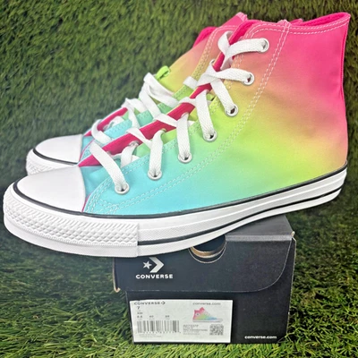 Top alto Converse Chuck Taylor All Star Hi niños talla 7 tie dye rosa verde azul Foto 1 de 4