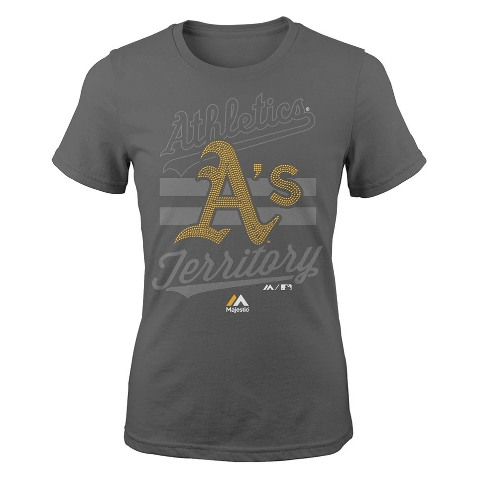 Camiseta gris Oakland Athletics MLB Majestic "Crushing It" niñas jóvenes Foto 1 de 1