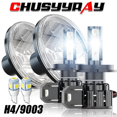 PAR de faros LED redondos de 7 pulgadas haz alto-bajo 6000 k para camioneta GMC C15 C25 C35 Foto 1 de 4
