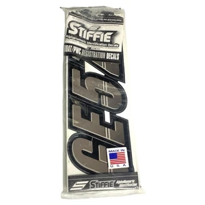 STIFFIE Techtron TT58 Boat PWC Letter Number Decal Registration GUNMETAL BLACK - Bild 1 von 3