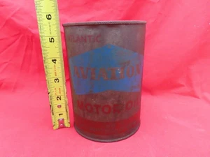 OLIO MOTORE AVIAZIONE ATLANTICA VUOTO VINTAGE 1 LITRO METALLO LATTA LATTA AEREO PATINA - Foto 1 di 7