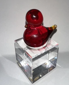 Vintage Blown Art Glass Ruby Red Amberina Miniature Cardinal Bird figurine. - Picture 1 of 5
