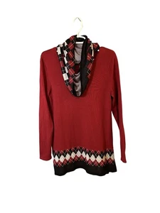 Rebecca Malone Red and Black Sweater with matching Scarf Small - Picture 1 of 6