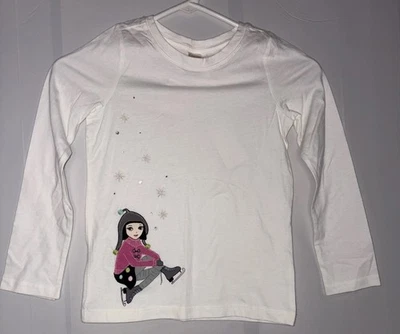 Camisa Gymboree Niñas Manga Larga Beige Talla 6 Patinadora Niña Gráfica Nueva con Etiquetas Foto 1 de 4