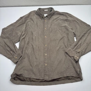Geoffrey Beene Shirt Mens XL Brown Micro Suede Button Down Long Sleeve Casual - Picture 1 of 12