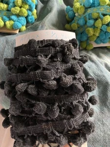 Vintage Nähen Borte Einfassung Kurzwaren Sammlerstück schwarz Bommel - Bild 1 von 1