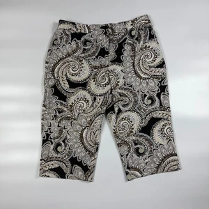 Susan Graver Capri Pants Womens Size 16 Colorful Paisley Boho Flat Front Stretch - Picture 1 of 8