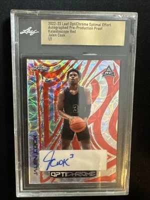 22-23 Leaf Optichrome RC Auto Pre-Production Proof Jalen Cook 1/1 - Image 1 of 2