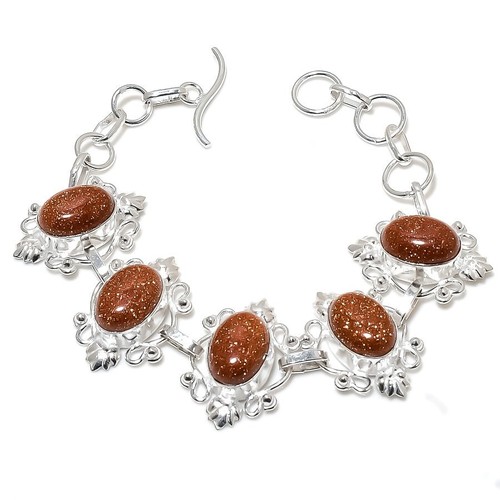 VALENTINO Bracciale in argento sterling 925 fatto a mano con pietre preziose di sole rosse 7 8"