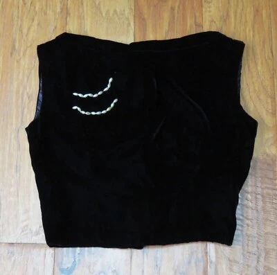 Top sin mangas de terciopelo negro para mujer, talla pequeña, ropa formal vintage Foto 1 de 2