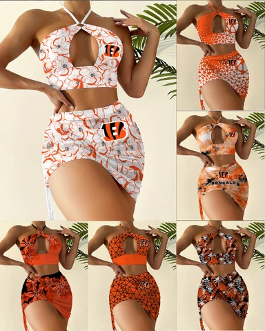 Cincinnati Bengals Cutout Bikini Set 2PCS Halter Sexy Swimsuit Bathingwear Gifts Cover