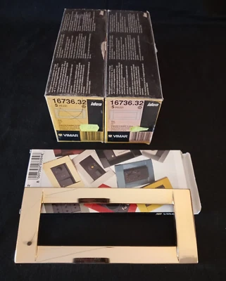 PLACCA/COPRIPRESA" VIMAR IDEA " 6 MODULI IN LINEA COLOR ORO ART.16736.32  (S62) - Image 1 of 4