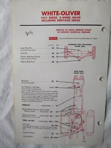 1970 Oliver 1955 Serie 2WD Traktor Schmierungstabelle Datenkarte - Bild 1 von 2